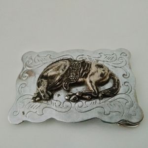 Vintage Silver Tone Belt Buckle with Bowing Horse Rodeo Cowboy Cowgirl Western